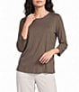 Eileen Fisher Jersey Knit Round Neck 3/4 Sleeve Tee - Image 1