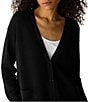 Eileen Fisher Knit V-Neck Long Sleeve Button Front Cardigan - Image 3