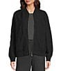 Eileen Fisher Lightweight Boiled Wool Stand Collar Long Sleeve Jacket, Color:Charcoal - Image 1