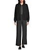 Eileen Fisher Lightweight Boiled Wool Stand Collar Long Sleeve Jacket, Color:Charcoal - Image 4