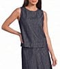 Eileen Fisher Lightweight Denim Round Neck Sleevless Shell Top - Image 1
