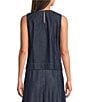 Eileen Fisher Lightweight Denim Round Neck Sleevless Shell Top - Image 2