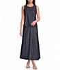 Eileen Fisher Lightweight Denim Round Neck Sleevless Shell Top - Image 3