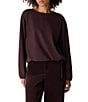 Eileen Fisher Lightweight Ponte Knit Round Neck Long Sleeve Elastic Drawstring Hem Top - Image 4