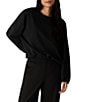 Eileen Fisher Lightweight Ponte Knit Round Neck Long Sleeve Elastic Drawstring Hem Top - Image 1