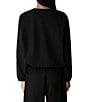 Eileen Fisher Lightweight Ponte Knit Round Neck Long Sleeve Elastic Drawstring Hem Top - Image 2
