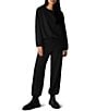 Eileen Fisher Lightweight Ponte Knit Round Neck Long Sleeve Elastic Drawstring Hem Top - Image 3