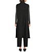 Eileen Fisher Ligthweight Boiled Wool Shawl Collar Sleeveless Vest, Color:Charcoal - Image 2