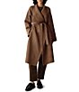 Eileen Fisher Lustrous Wool Drape Neck Long Sleeve Belted Long Coat - Image 1