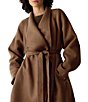 Eileen Fisher Lustrous Wool Drape Neck Long Sleeve Belted Long Coat - Image 4