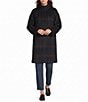 Eileen Fisher Luxe Alpaca Blend Windowpane Pattern High Collar Long Sleeve Coat - Image 1