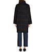 Eileen Fisher Luxe Alpaca Blend Windowpane Pattern High Collar Long Sleeve Coat - Image 2