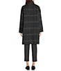 Eileen Fisher Luxe Alpaca Blend Windowpane Pattern High Collar Long Sleeve Coat, Color:Charcoal - Image 3