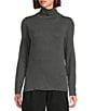 Eileen Fisher Organic Cotton Blend Melange Knit Turtleneck Long Sleeve Top, Color:Charcoal - Image 5