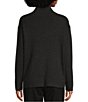Color:Charcoal - Image 2 - Merino Wool High Turtleneck Long Sleeve Ribbed Boxy Sweater
