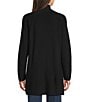Eileen Fisher Merino Wool Long Sleeve Open Front Cardigan, Color:Black - Image 2