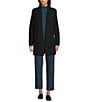 Eileen Fisher Merino Wool Long Sleeve Open Front Cardigan, Color:Black - Image 3
