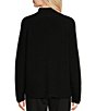 Color:Black - Image 2 - Merino Wool Ribbed Turtleneck Long Raglan Sleeve Sweater