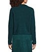 Eileen Fisher Mohair Plush Melange Crew Neck Long Sleeve Button-Front Cardigan - Image 2