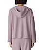 Eileen Fisher Organic Cotton Blend Coordinating Double Waffle Knit Hooded Button Front Long Sleeve Top, Color:Lunette - Image 2