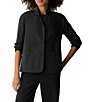 Eileen Fisher Organic Cotton Blend Notch Lapel Long Sleeve Button Front Blazer - Image 1