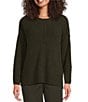 Eileen Fisher Organic Cotton Blend Round Neck Long Sleeve Sweater, Color:Woodland - Image 1