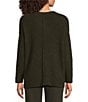 Eileen Fisher Organic Cotton Blend Round Neck Long Sleeve Sweater, Color:Woodland - Image 2