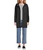 Eileen Fisher Organic Cotton Blend Stand Collar Long Sleeve Hidden Hood Coat, Color:Black - Image 4