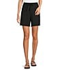 Eileen Fisher Organic Cotton Blend Stretch Jersey Elastic Drawstring Shorts, Color:Black - Image 1