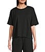 Eileen Fisher Organic Cotton Blend Stretch Jersey Round Neck Short Sleeve Top, Color:Black - Image 1