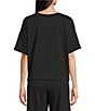 Eileen Fisher Organic Cotton Blend Stretch Jersey Round Neck Short Sleeve Top, Color:Black - Image 2