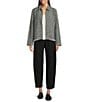 Eileen Fisher Organic Cotton Blend Tweed Point Collar Long Sleeve Jacket, Color:Black White - Image 4