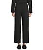 Eileen Fisher Organic Cotton Blend Waffle Double Knit Coordinating Drawstring Wide Ankle Pants, Color:Black - Image 2