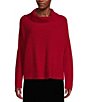 Color:Ruby - Image 1 - Organic Cotton Chenille Funnel Neck Long Sleeve Boxy Sweater