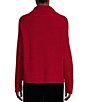 Color:Ruby - Image 2 - Organic Cotton Chenille Funnel Neck Long Sleeve Boxy Sweater
