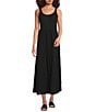 Eileen Fisher Organic Cotton Gauze Scoop Neck Sleeveless Tiered Dress, Color:Black - Image 1