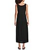 Eileen Fisher Organic Cotton Gauze Scoop Neck Sleeveless Tiered Dress, Color:Black - Image 2
