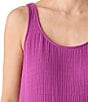 Eileen Fisher Organic Cotton Gauze Scoop Neck Sleeveless Tiered Dress, Color:Grape - Image 3