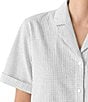 Eileen Fisher Organic Cotton Grid Pattern Notch Collar Short Sleeve Button Front Shirt, Color:White - Image 3