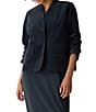 Eileen Fisher Organic Cotton High Collar Long Sleeve Button-Front Corduroy Jacket - Image 1