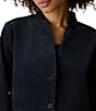 Eileen Fisher Organic Cotton High Collar Long Sleeve Button-Front Corduroy Jacket - Image 3