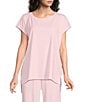 Eileen Fisher Organic Cotton Interlock Jewel Neck Sleep Top - Image 1