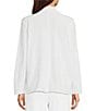 Color:White - Image 2 - Organic Cotton Knit French Terry Notch Lapel Long Sleeve Button-Front Jacket