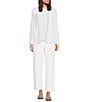 Color:White - Image 3 - Organic Cotton Knit French Terry Notch Lapel Long Sleeve Button-Front Jacket