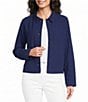 Eileen Fisher Organic Cotton Puckered Point Collar Long Sleeve A-Line Button-Front Jacket - Image 1
