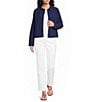 Eileen Fisher Organic Cotton Puckered Point Collar Long Sleeve A-Line Button-Front Jacket - Image 3