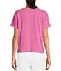 Color:Tulip - Image 2 - Organic Cotton Slubby Jersey Knit V-Neck Short Sleeve Tee Shirt
