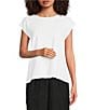 Color:White - Image 1 - Organic Cotton Stretch Jersey Crew Neck Cap Sleeve Top