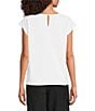 Color:White - Image 2 - Organic Cotton Stretch Jersey Crew Neck Cap Sleeve Top