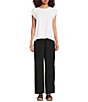 Color:White - Image 3 - Organic Cotton Stretch Jersey Crew Neck Cap Sleeve Top